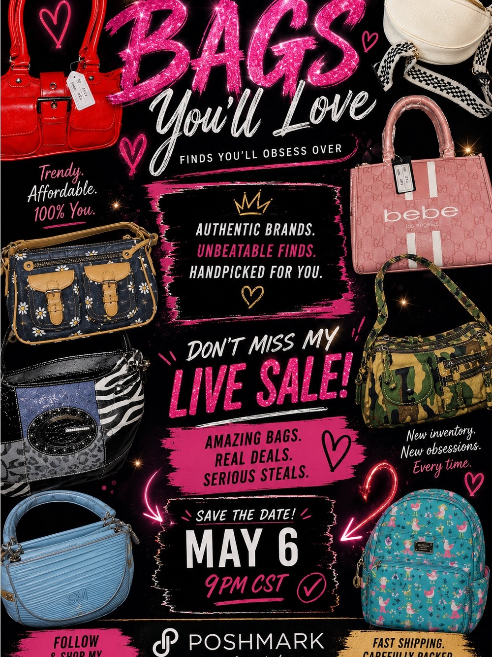 Poshmark LIVE, Purse Drop Tonight at 9PM CST